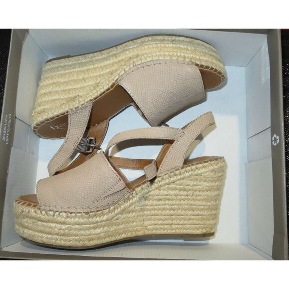 Franco Sarto Takara Tan Espadrille Leather Upper Platform Wedge Sandal sz 8.5 - Picture 2 of 11